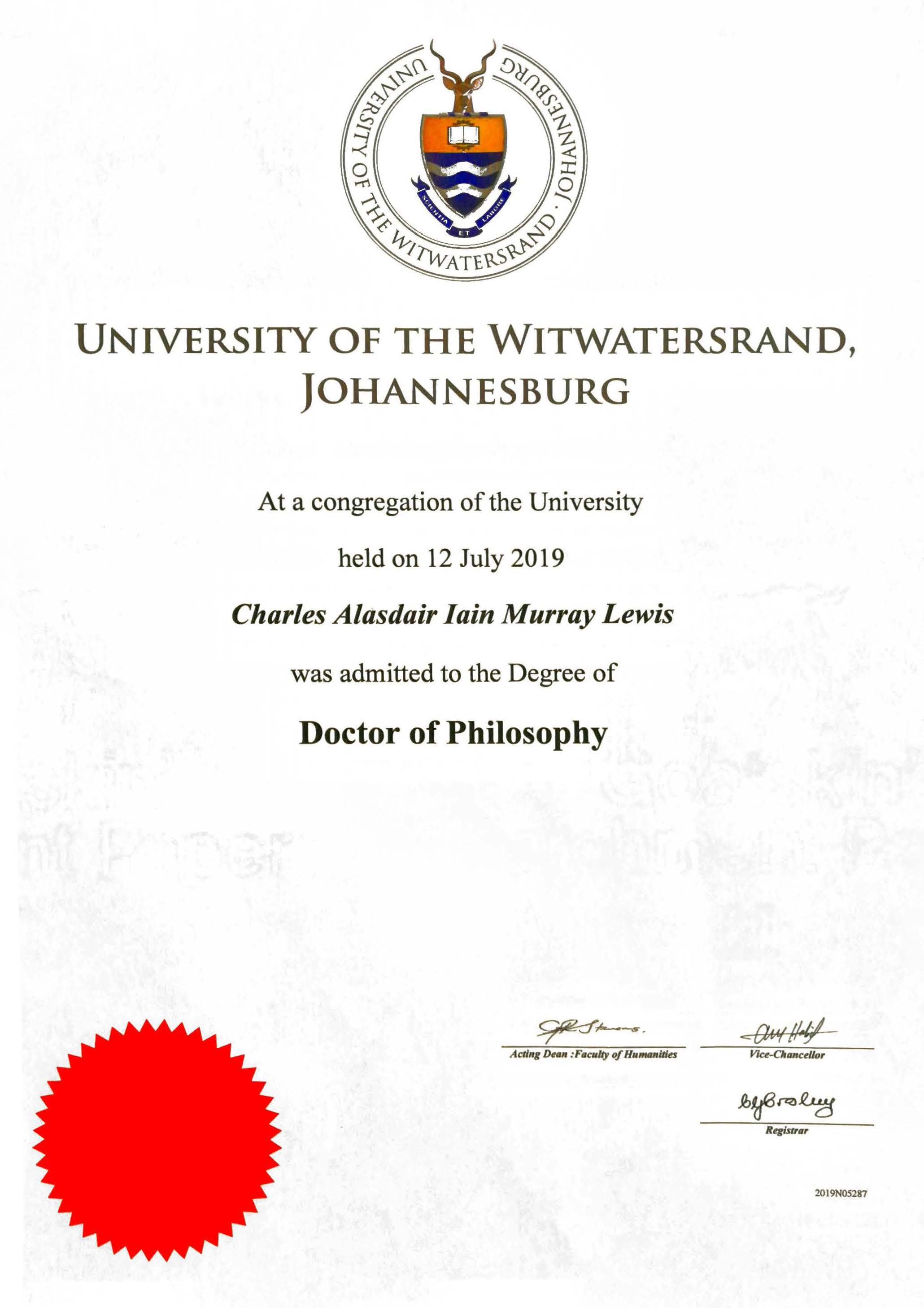 PhD Certificate